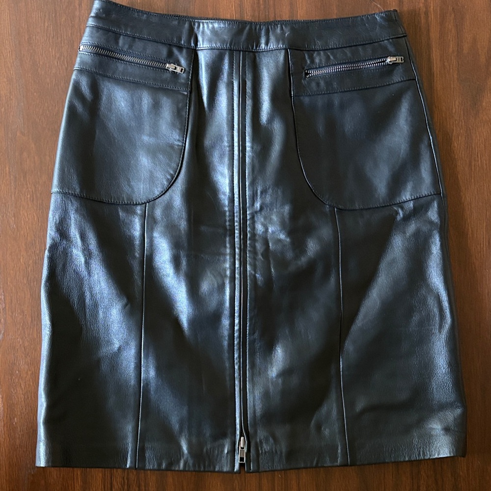Sleek Black Leather Skirt